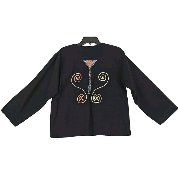 Silver Stream~Woman Size S~2pc. Set Blue Top/Blazer Black Embroidered Cotton NWT - Picture 6 of 9